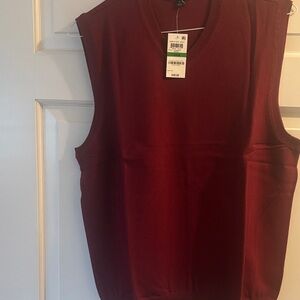 Club Room Men's V-Neck Sweater Vest - Burgundy